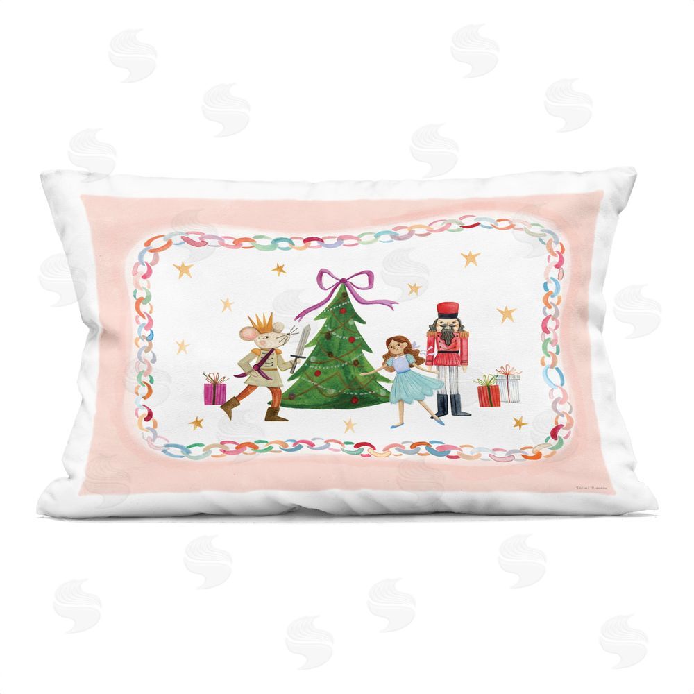Rachel Nieman Festive Characters & Christmas Tree Rectugular Printed Throw Pillow