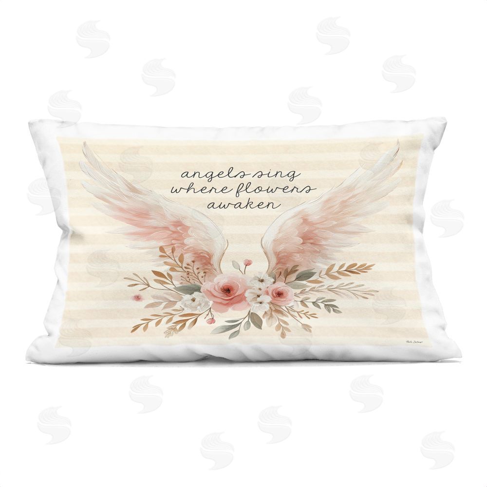 Nicole DeCamp Angels Sing Where Flowers Awaken Indoor Plush Polyester Lumbar Pillow