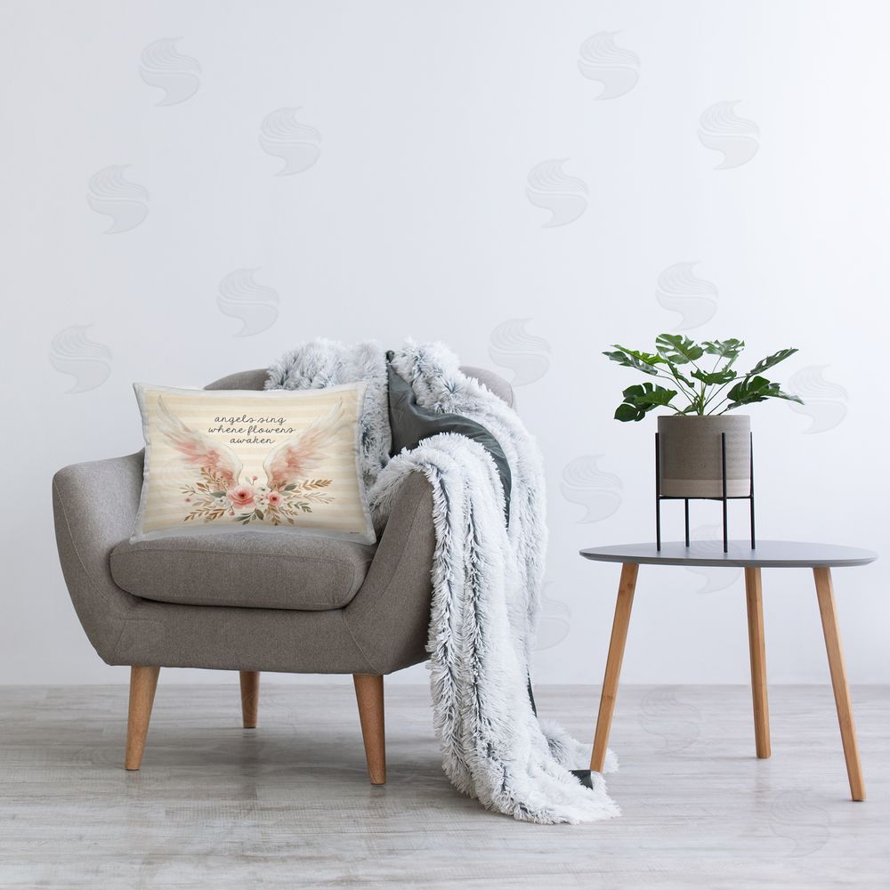 Nicole DeCamp Angels Sing Where Flowers Awaken Plush Polyester Printed Lumbar Pillow on Chair