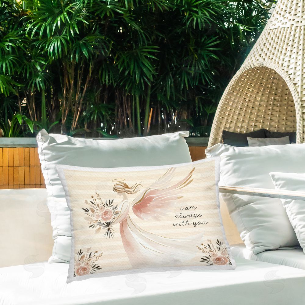 Nicole DeCamp Angel Always With You Outdoor Quick-Dry Polyester Printed Lumbar Pillow on Patio