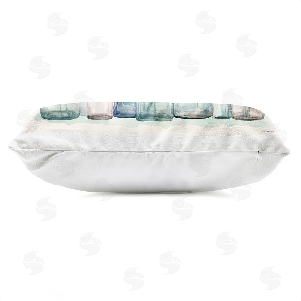 Svetlana Aleynikova Iris Bouquet in Vintage Bottles Outdoor Quick-Dry Polyester Lumbar Pillow Zipper Detail