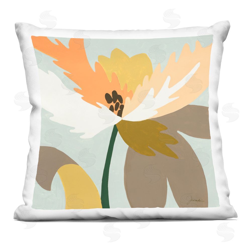 Liz Jardine Peachy Neutral Soft Toned Flower Indoor Plush Polyester Square Throw Pillow