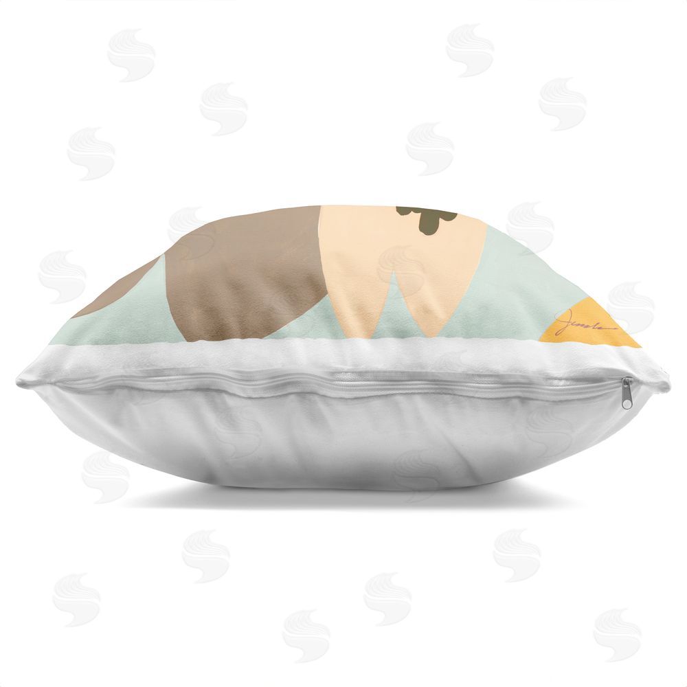 Liz Jardine Contemporary Pastel Fresh Botanical Indoor Plush Polyester Square Throw Pillow Zipper Detail