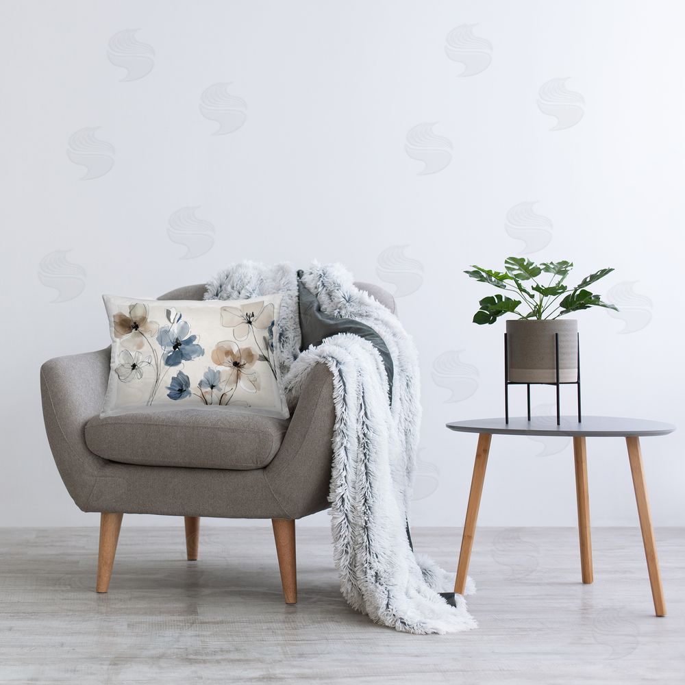 Annabelle Hall Pleasures Reclaimed Muted Blossoms Plush Polyester Printed Lumbar Pillow on Chair