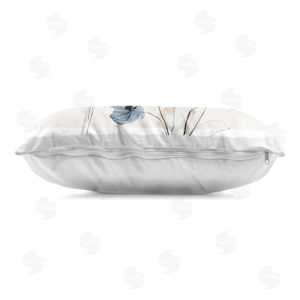 Annabelle Hall Pleasures Reclaimed Muted Blossoms Indoor Plush Polyester Lumbar Pillow Zipper Detail