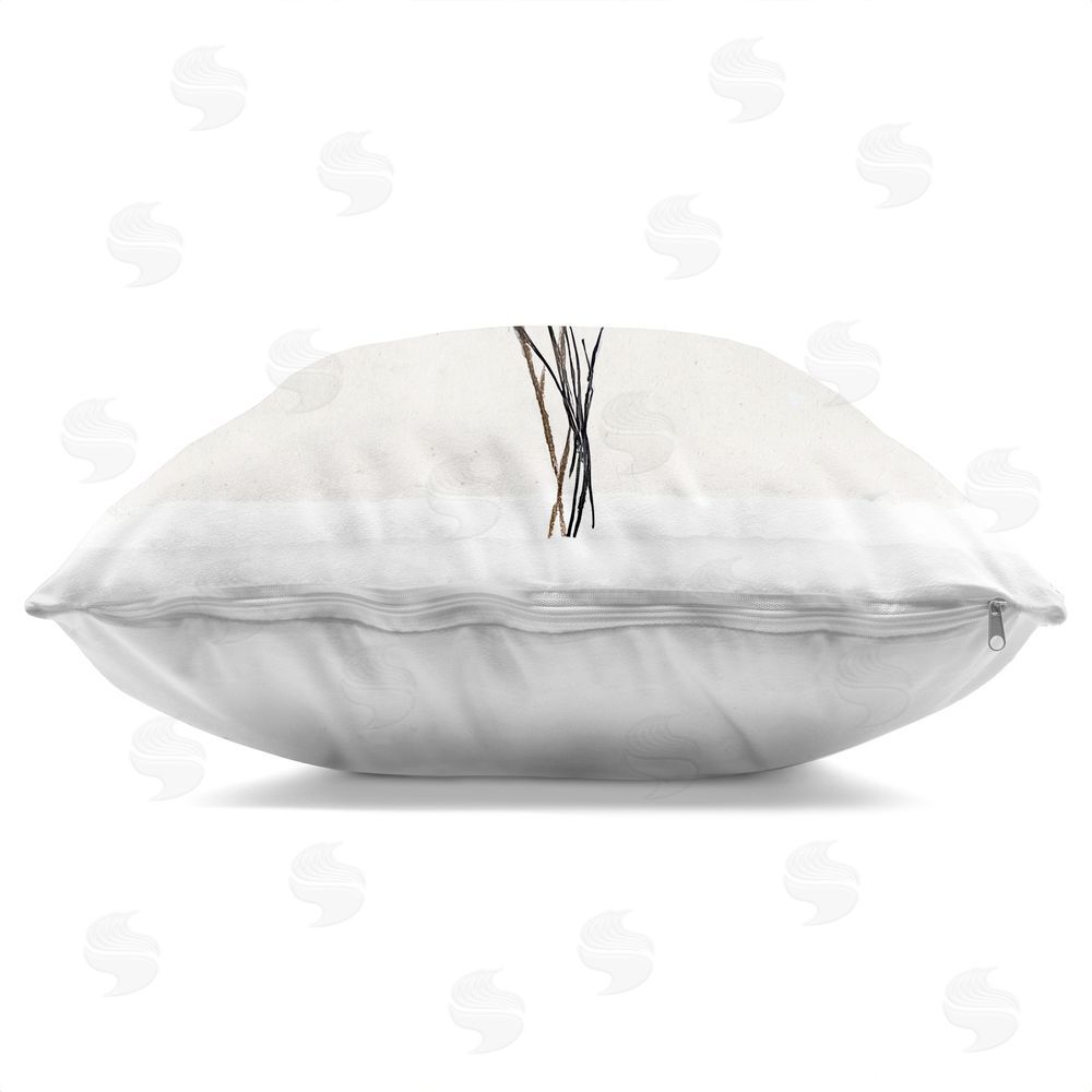Annabelle Hall Pleasures Reclaimed Bundle of Sprigs Indoor Plush Polyester Square Throw Pillow Zipper Detail