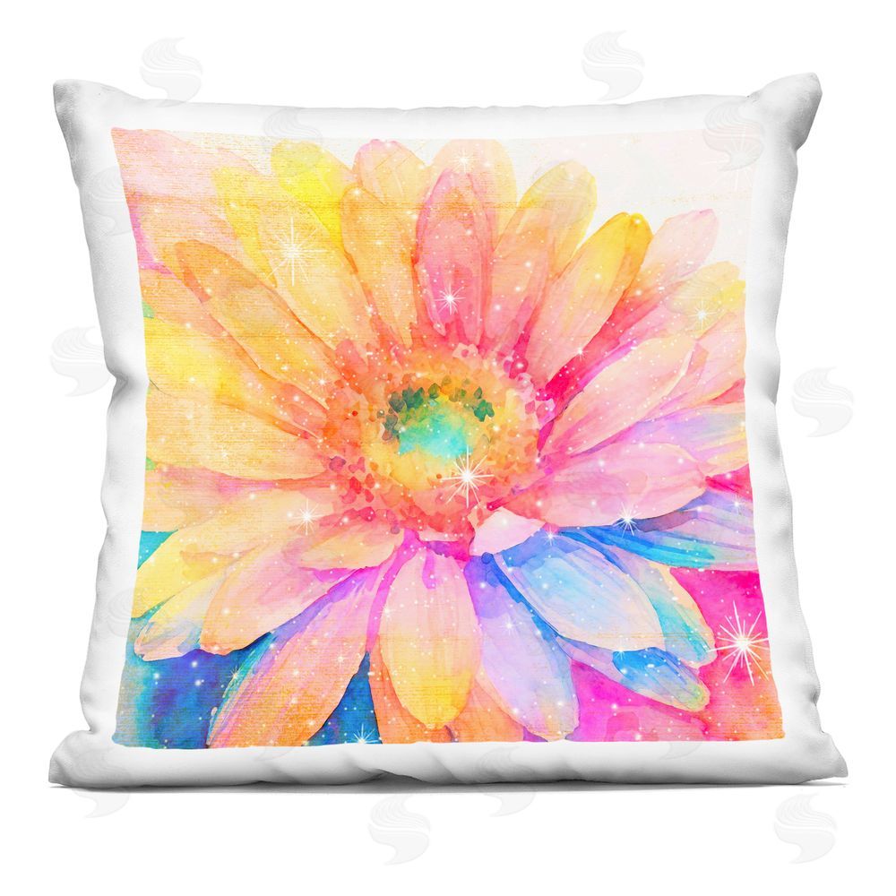 Vibelicious Bloomtopia Shimmer Blossom Square Printed Throw Pillow