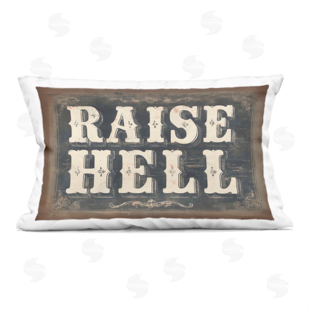 Arlington Prints Raise Hell Vintage Western Printed Lumbar Throw Pillow