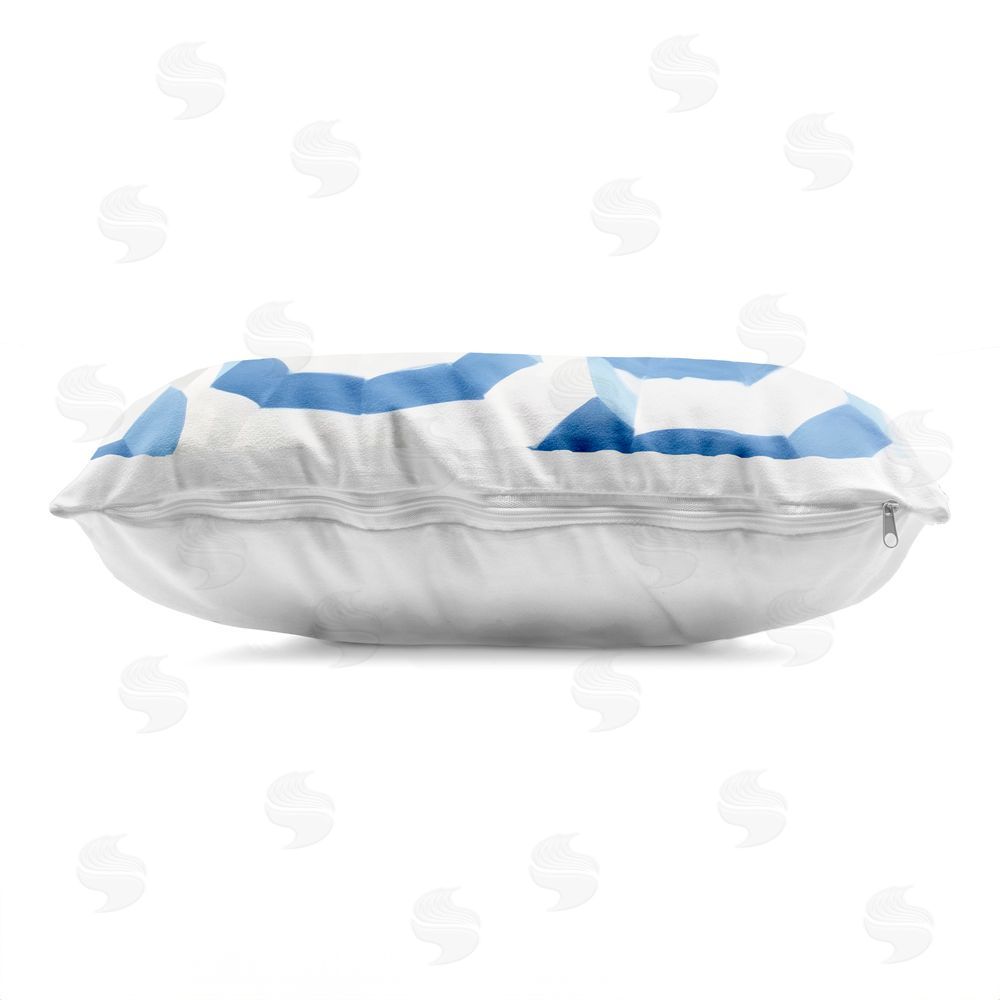 Sisi and Seb Beach Nice Blue Striped Umbrellas Printed Lumbar Throw Pillow Side View with Zipper Detail