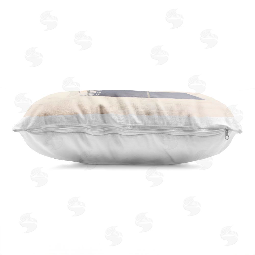 Creative Studio Miami Beach Lifeguard Station Printed Lumbar Throw Pillow Side View with Zipper Detail