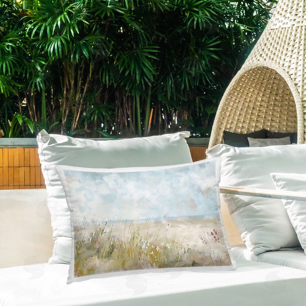 Creative Studio Flowers By The Ocean Outdoor Printed Lumbar Throw Pillow on Seat