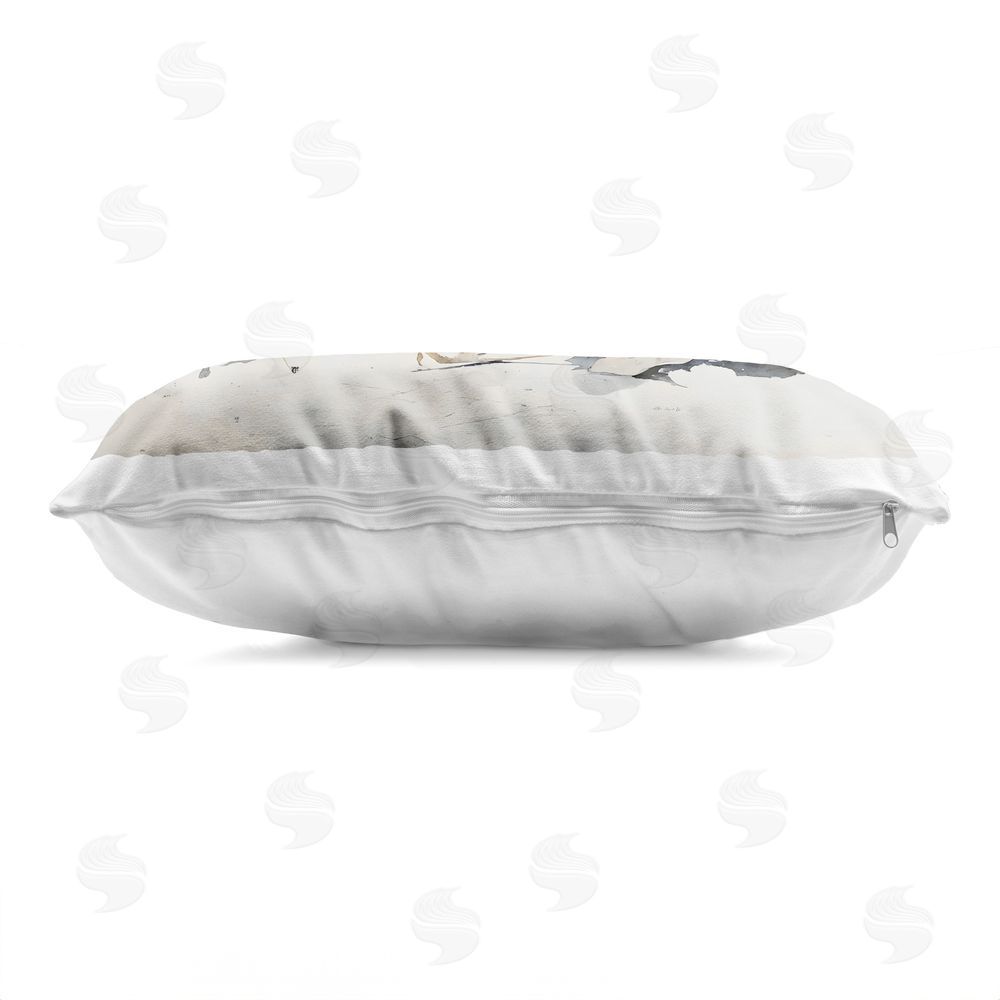 Franklyn Gregory Blue Fox Resting Among Leaves Printed Lumbar Throw Pillow Side View with Zipper Detail