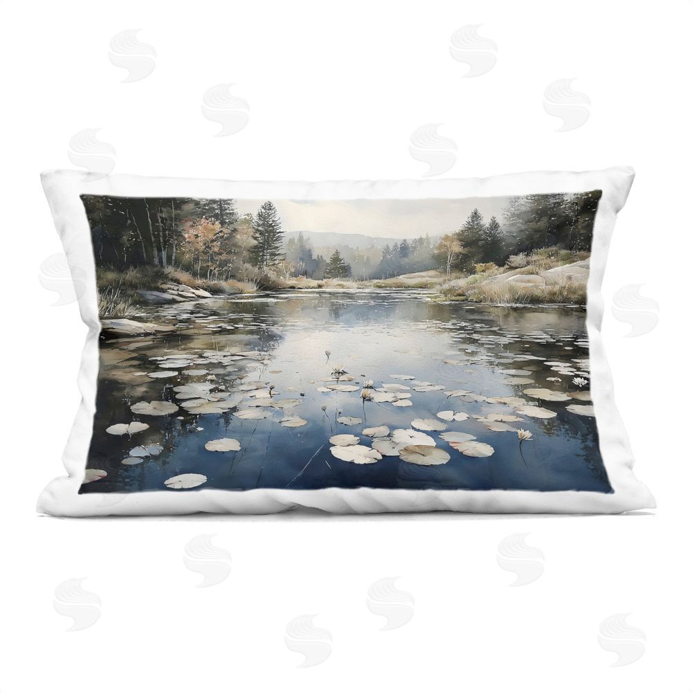 Franklyn Gregory Still Pond with Morning Reflections Printed Lumbar Throw Pillow
