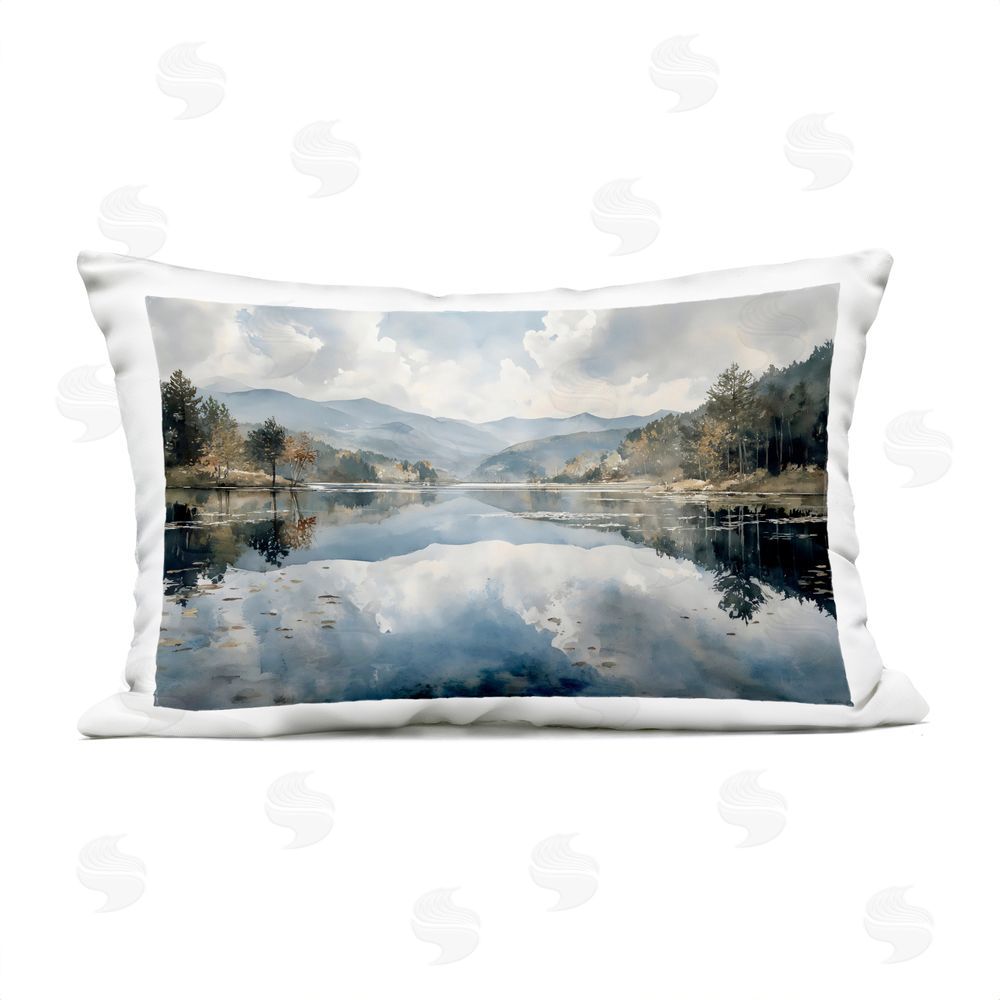 Franklyn Gregory Nature's Reflection on Mountain Lake Outdoor Printed Lumbar Throw Pillow