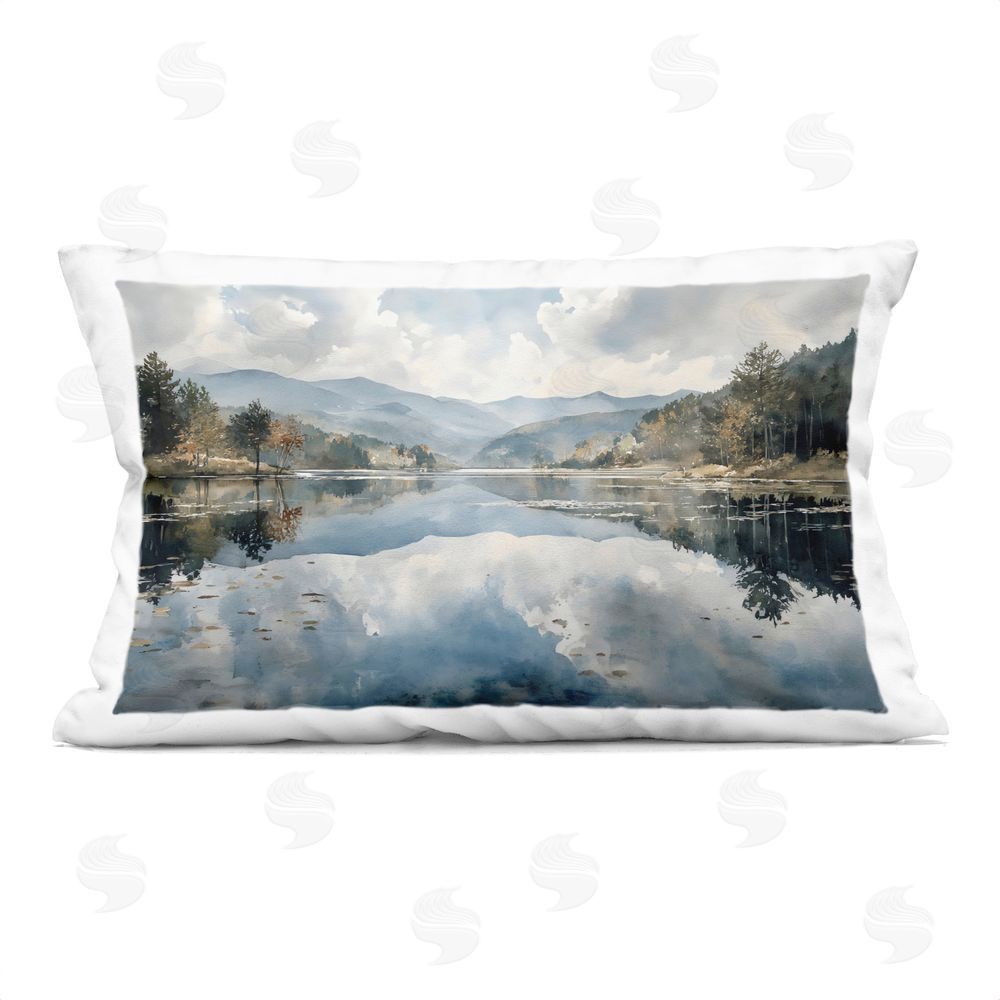 Franklyn Gregory Nature's Reflection on Mountain Lake Printed Lumbar Throw Pillow