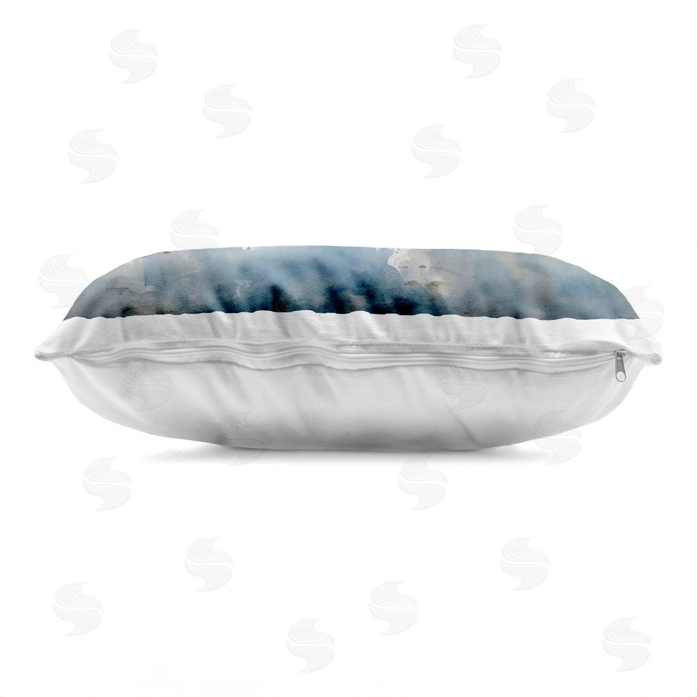 Franklyn Gregory Nature's Reflection on Mountain Lake Printed Lumbar Throw Pillow Side View with Zipper Detail