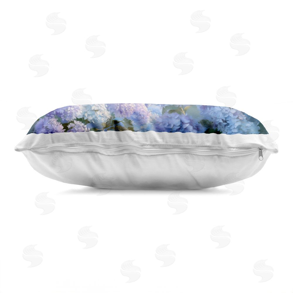 LSR Design Studio Sailboats & Hydrangeas at Sea Printed Lumbar Throw Pillow Side View with Zipper Detail