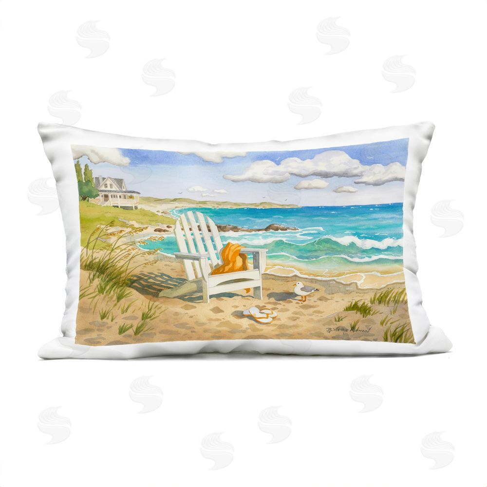Robin Altman Waiting For You by Beach Outdoor Printed Lumbar Throw Pillow