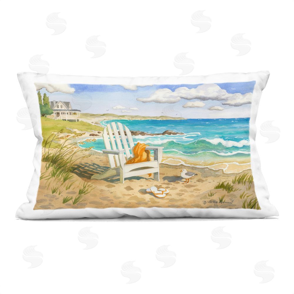 Robin Altman Waiting For You by Beach Printed Lumbar Throw Pillow