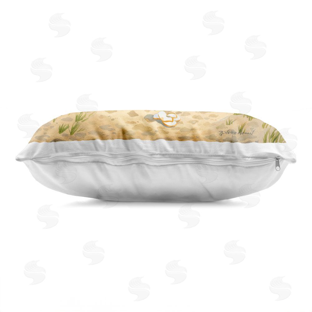 Robin Altman Waiting For You by Beach Printed Lumbar Throw Pillow Side View with Zipper Detail