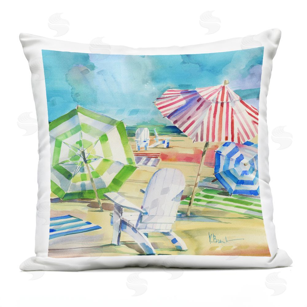 Paul Brent Ventura Beach Umbrellas Outdoor Square Printed Throw Pillow
