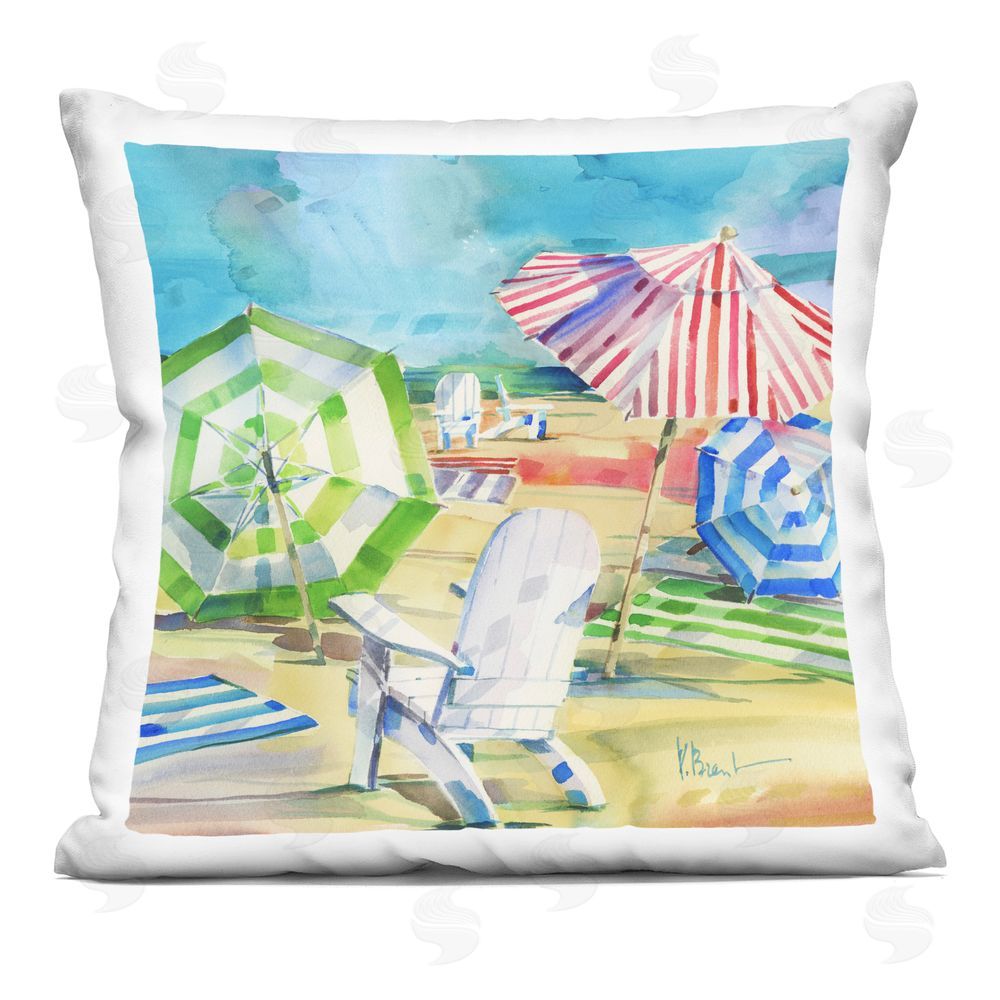 Paul Brent Ventura Beach Umbrellas Square Printed Throw Pillow