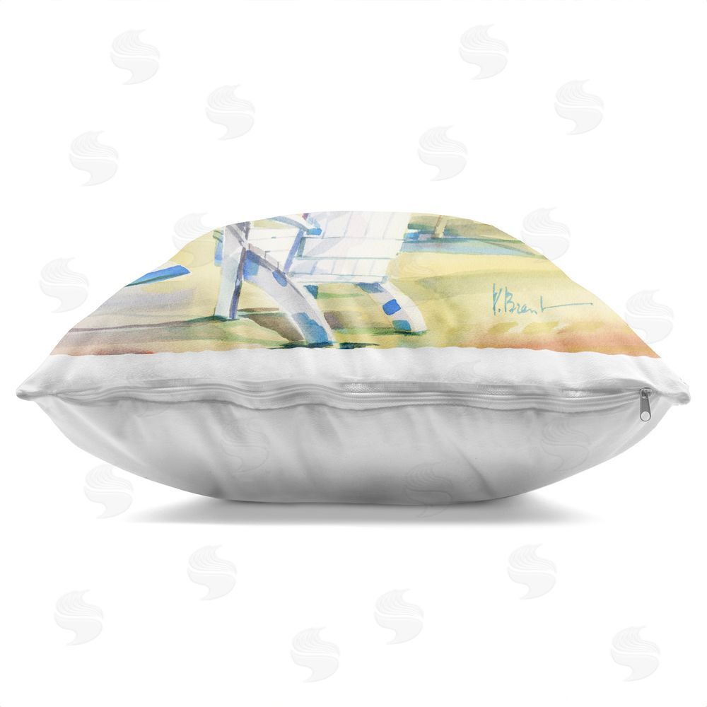 Paul Brent Ventura Beach Umbrellas Square Printed Throw Pillow Side View with Zipper Detail