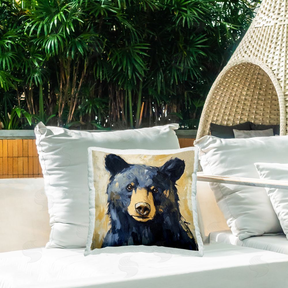 Petal Prints Design Expressive Big Bear Outdoor Square Printed Throw Pillow on Seat