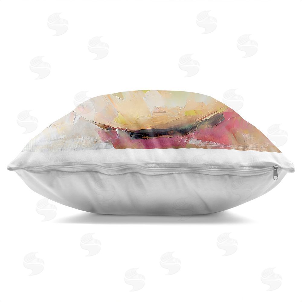 Riley B Bold Grapefruit in Ceramic Bowl Square Printed Throw Pillow Side View with Zipper Detail