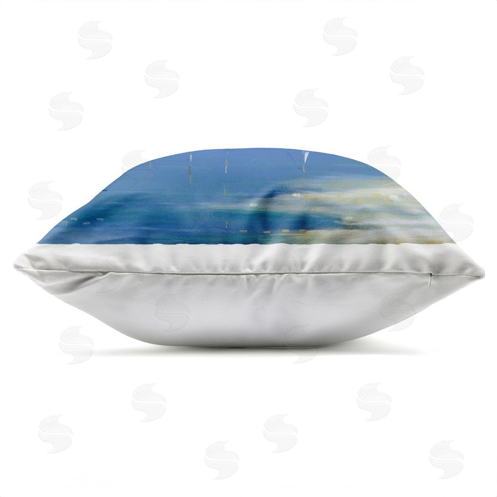 Paul Brent Serenity Sailboats Reflected on Water Outdoor Square Printed Throw Pillow Side View with Zipper Detail