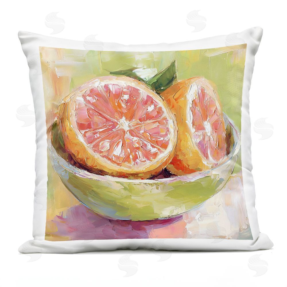 Riley B Sliced Grapefruit in Bowl Outdoor Square Printed Throw Pillow
