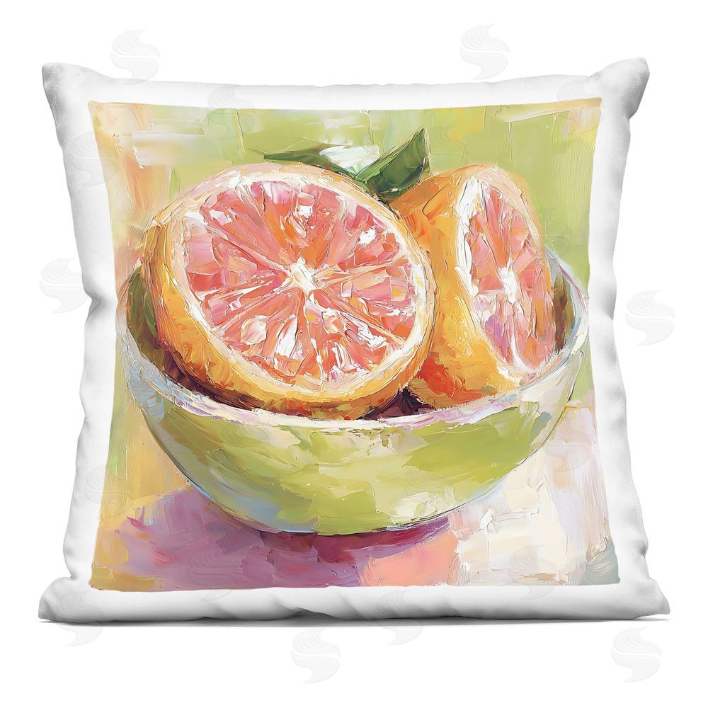 Riley B Sliced Grapefruit in Bowl Square Printed Throw Pillow