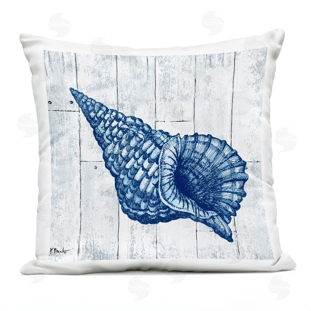 Paul Brent Coastal Timberland Conch Outdoor Square Printed Throw Pillow