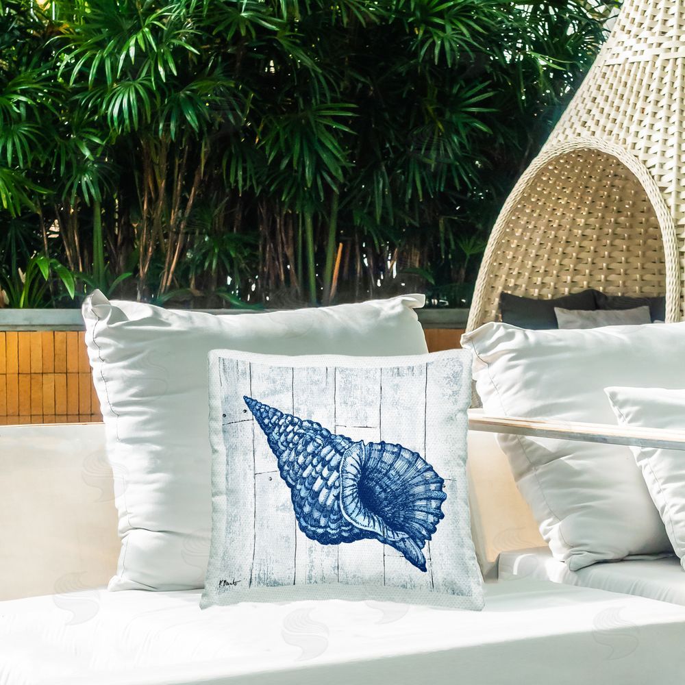 Paul Brent Coastal Timberland Conch Outdoor Square Printed Throw Pillow on Seat