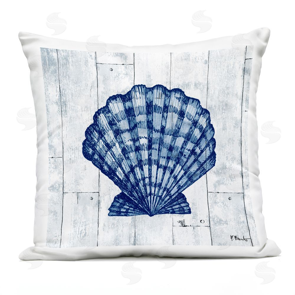 Paul Brent Coastal Timberland Scallop Outdoor Square Printed Throw Pillow