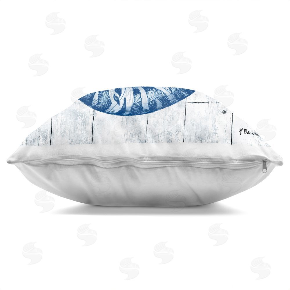 Paul Brent Coastal Timberland Nautilus Square Printed Throw Pillow Side View with Zipper Detail