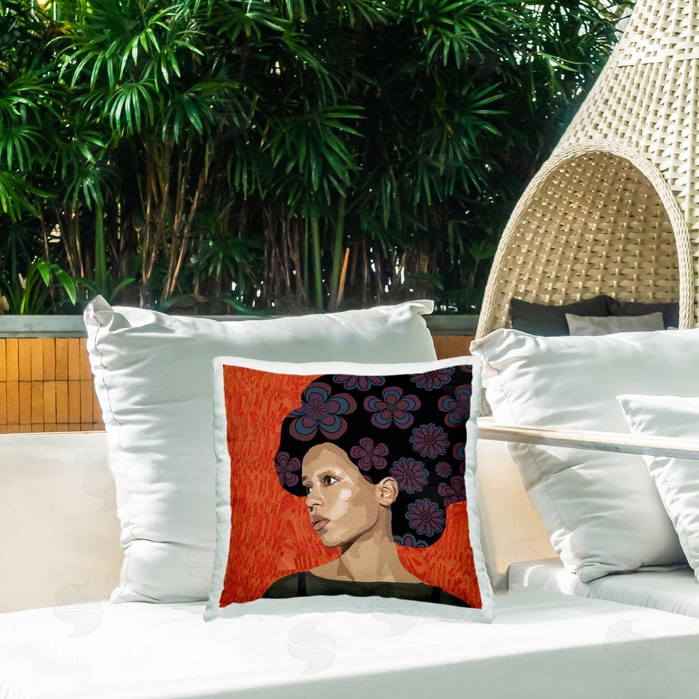 Lynnda Rakos Portrait Of A Dreamer Outdoor Quick-Dry Polyester Printed Square Pillow on Patio