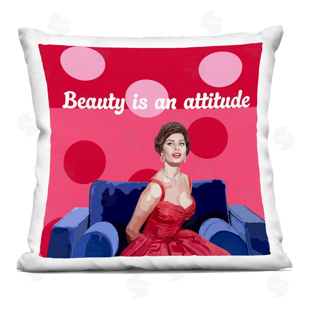 Lynnda Rakos Beauty Is An Attitude Indoor Plush Polyester Square Throw Pillow