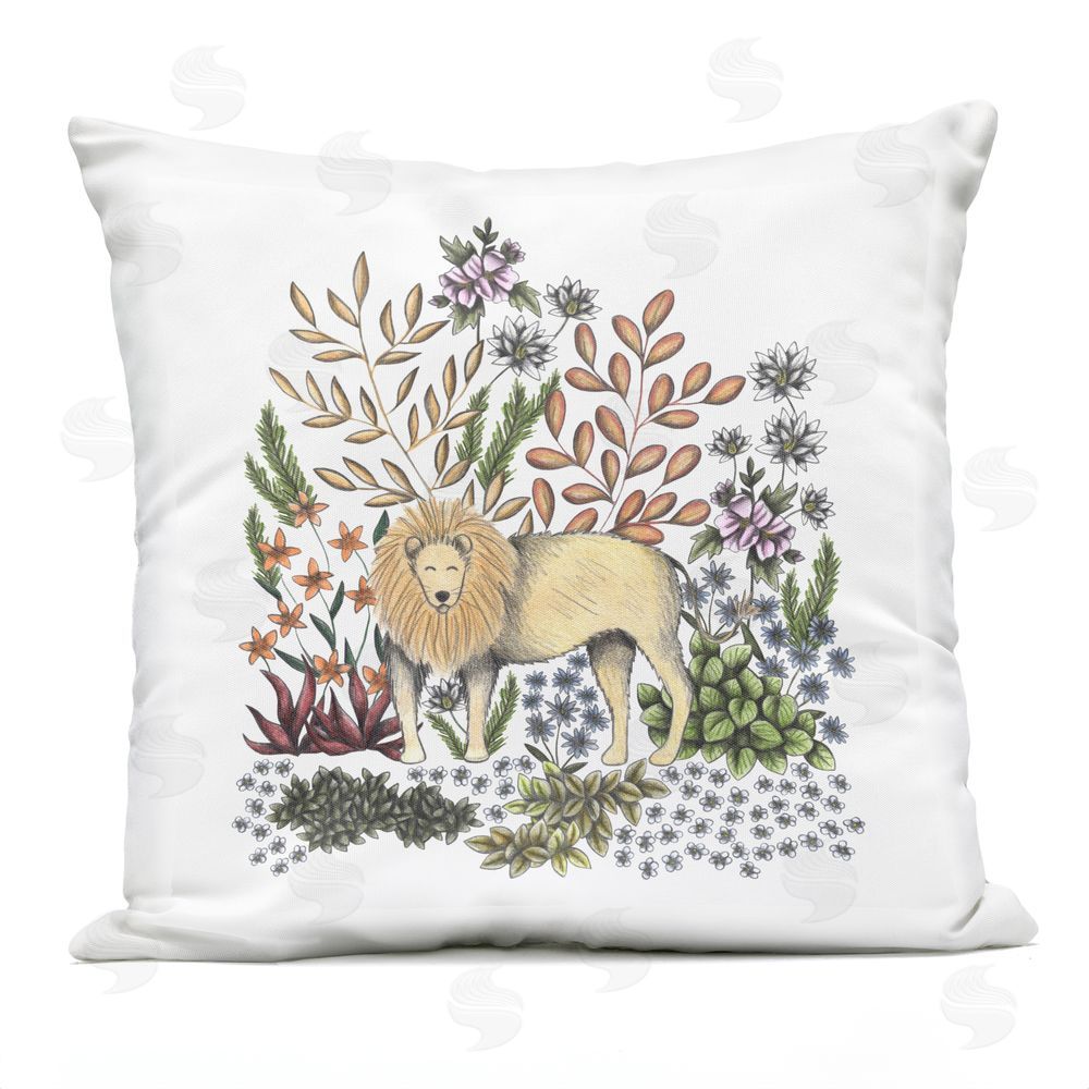 Cecilia Battaini Jungle Wildlife Lion Outdoor Square Printed Throw Pillow