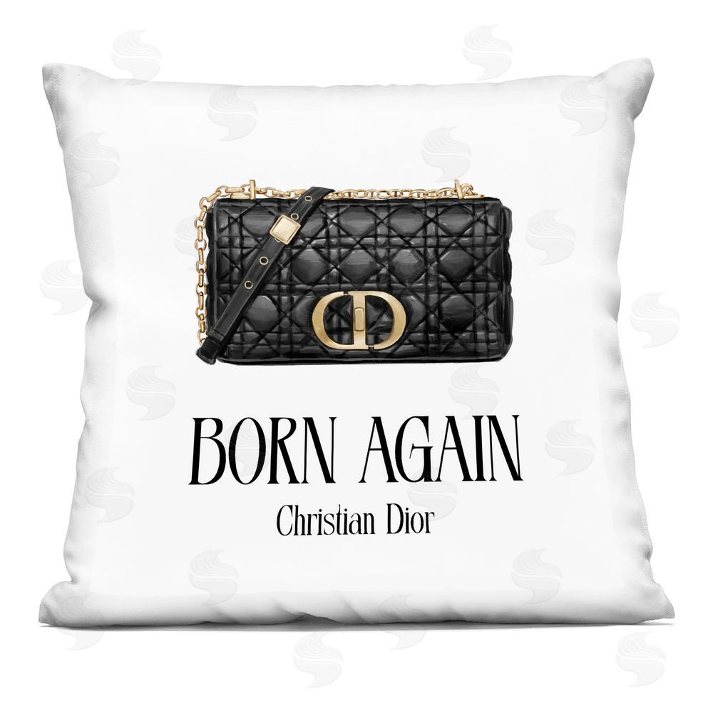 Ziwei Li Born Again Black Quilted Purse Indoor Plush Polyester Square Throw Pillow