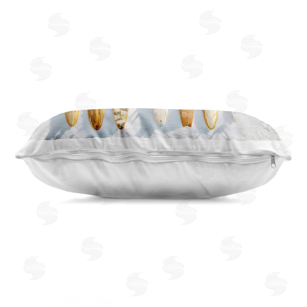 Franklyn Gregory Vintage Surfboard Collection Printed Lumbar Throw Pillow Side View with Zipper Detail