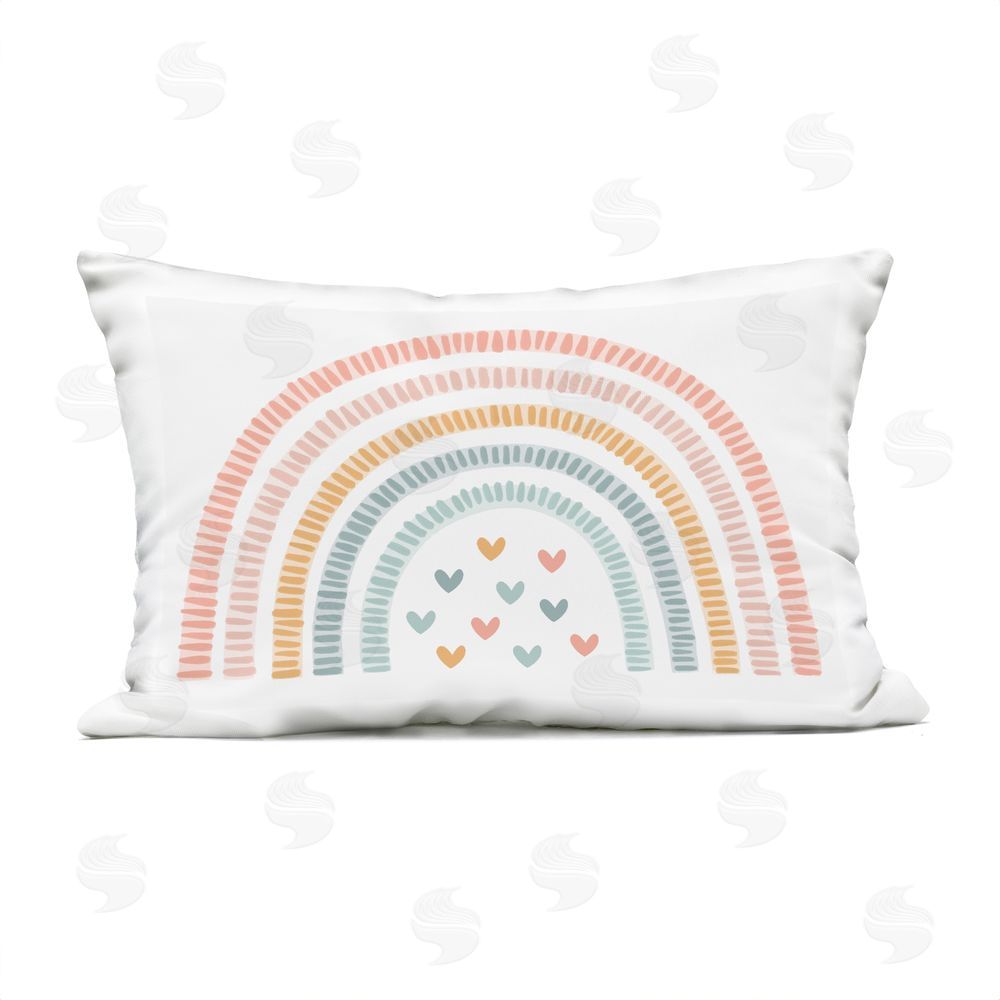 Stupell Studio Whimsical Pastel Rainbow with Hearts Outdoor Printed Lumbar Throw Pillow