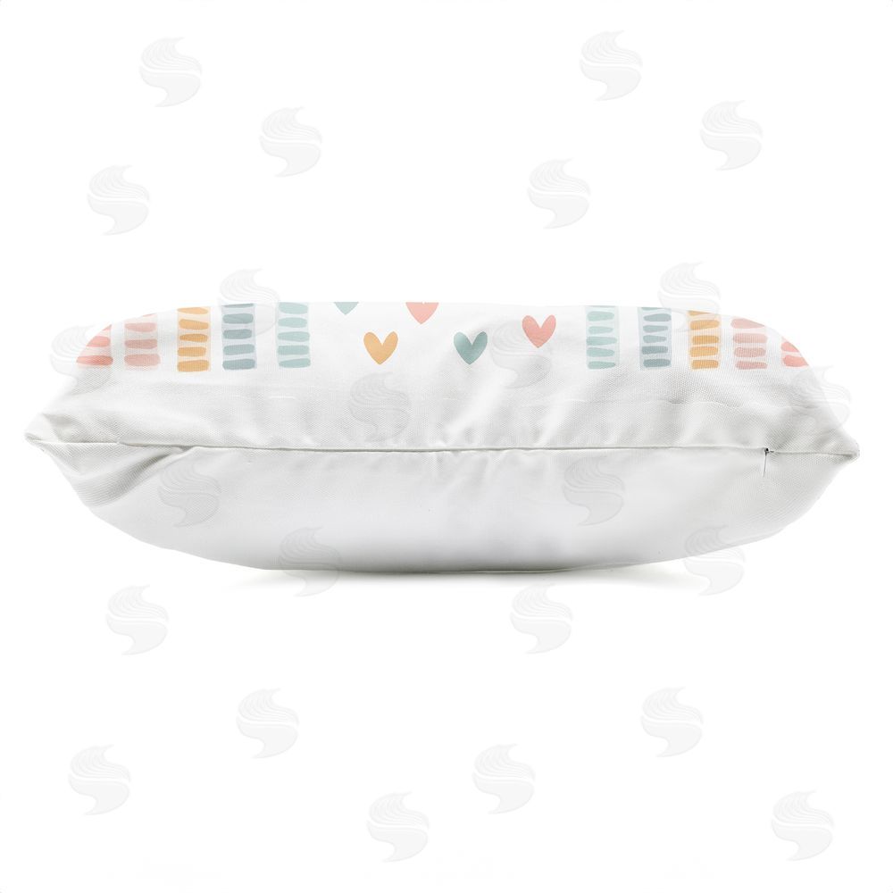 Stupell Studio Whimsical Pastel Rainbow with Hearts Outdoor Printed Lumbar Throw Pillow Side View with Zipper Detail