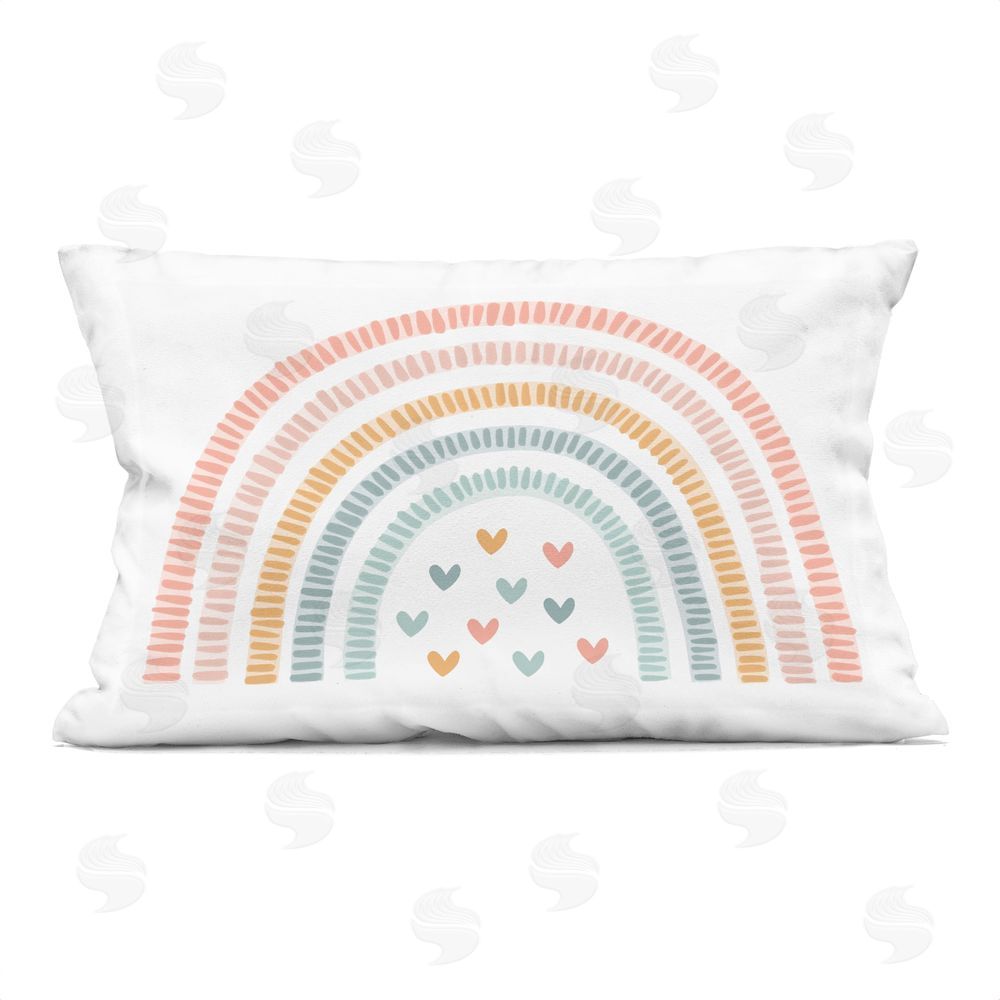 Stupell Studio Whimsical Pastel Rainbow with Hearts Printed Lumbar Throw Pillow