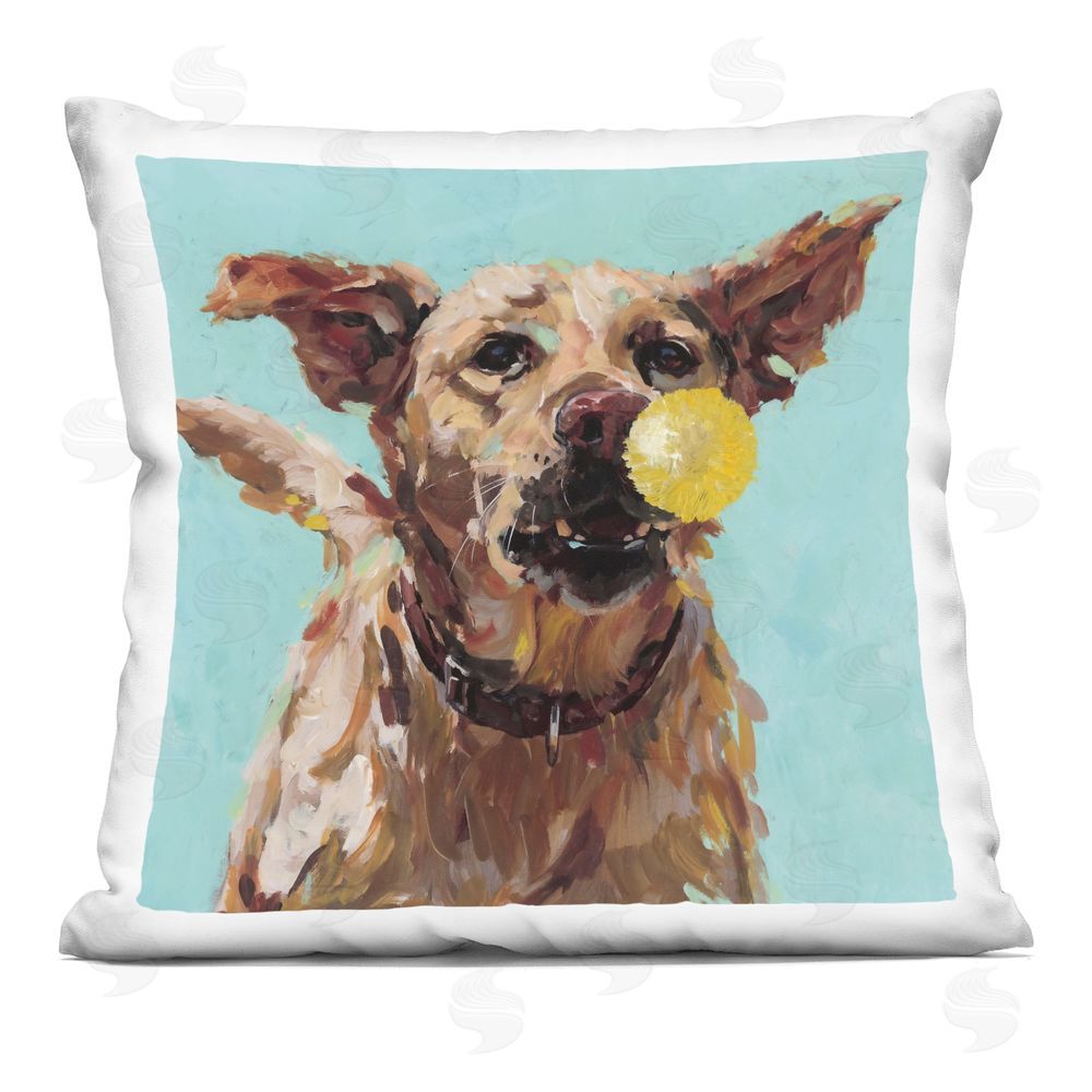 Studio Bautista Dog Playing with Ball Square Printed Throw Pillow