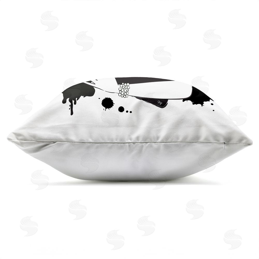 Martina Pavlova Black Bag Elegance & Glamour Outdoor Square Printed Throw Pillow Side View with Zipper Detail