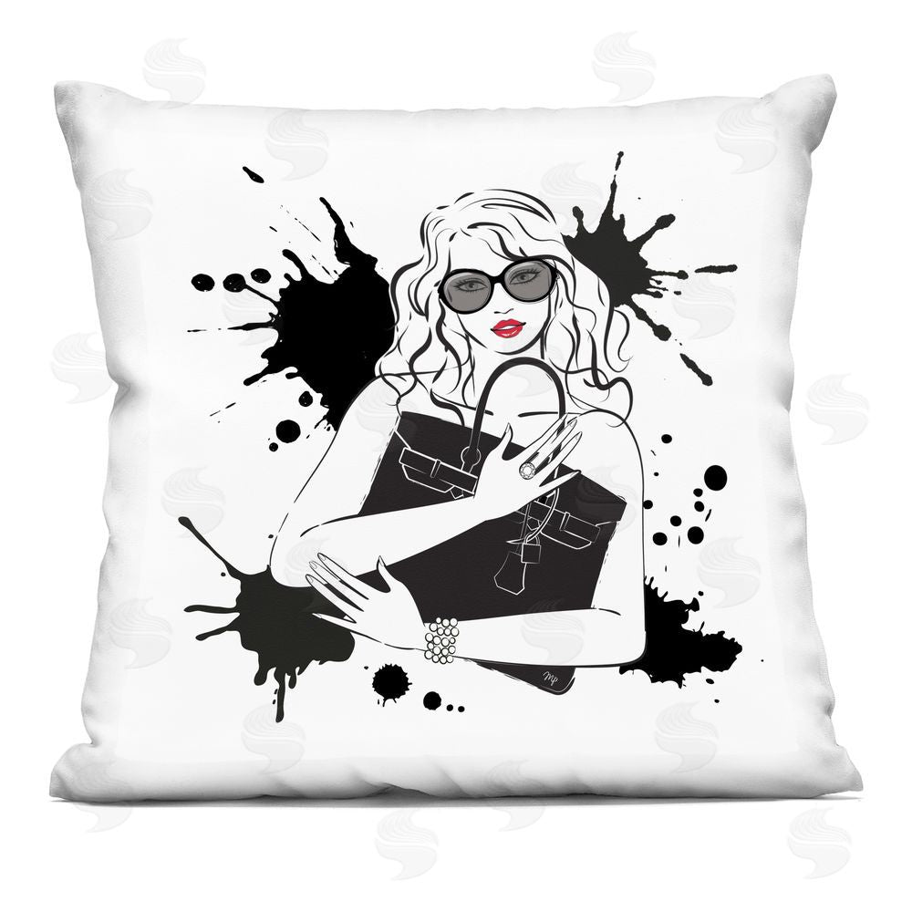 Martina Pavlova Black Bag Elegance & Glamour Square Printed Throw Pillow