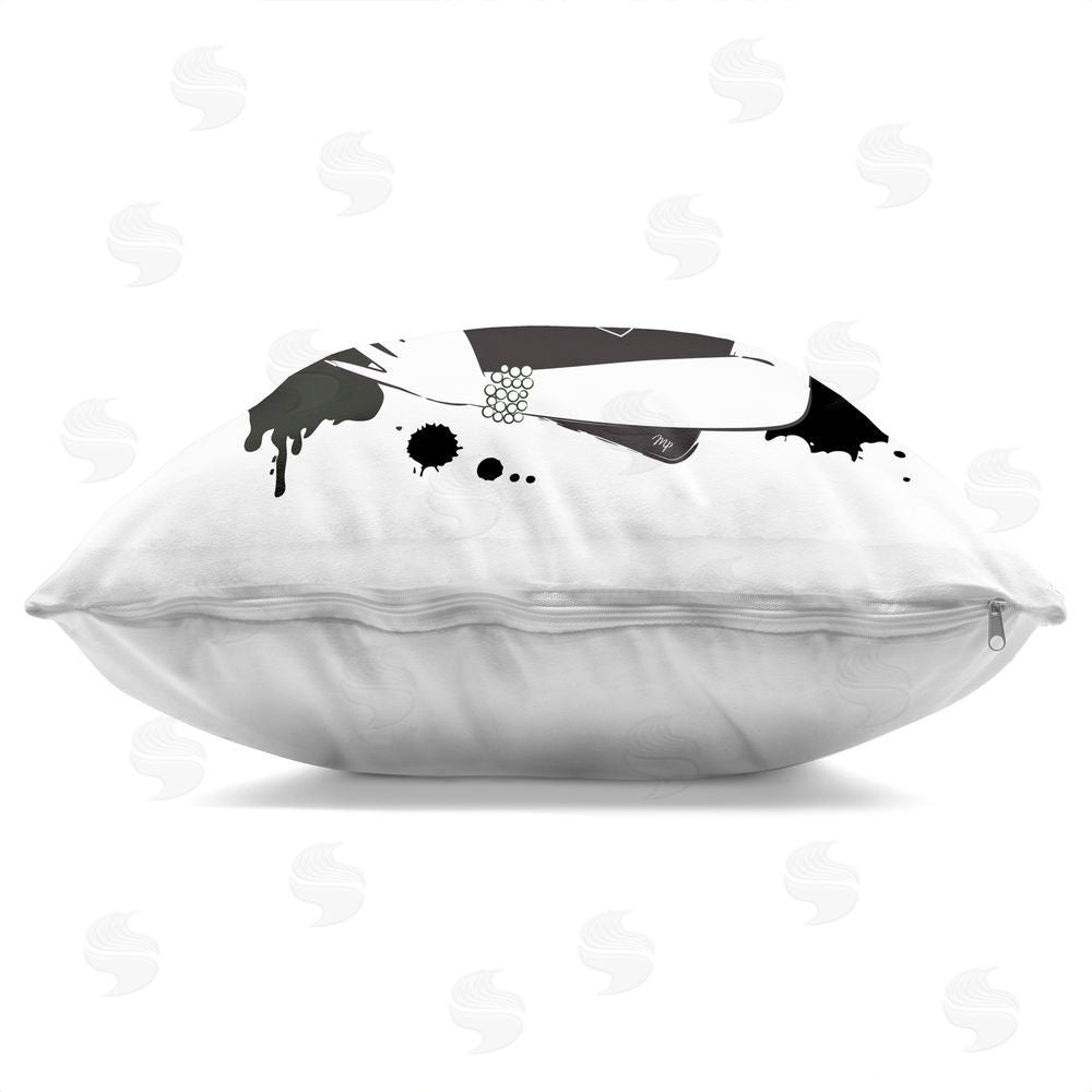 Martina Pavlova Black Bag Elegance & Glamour Square Printed Throw Pillow Side View with Zipper Detail