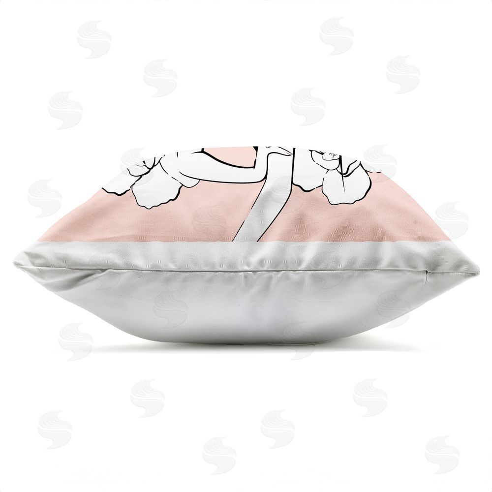 Martina Pavlova Pink Lady with Florals & Bow Outdoor Quick-Dry Polyester Square Throw Pillow Zipper Detail