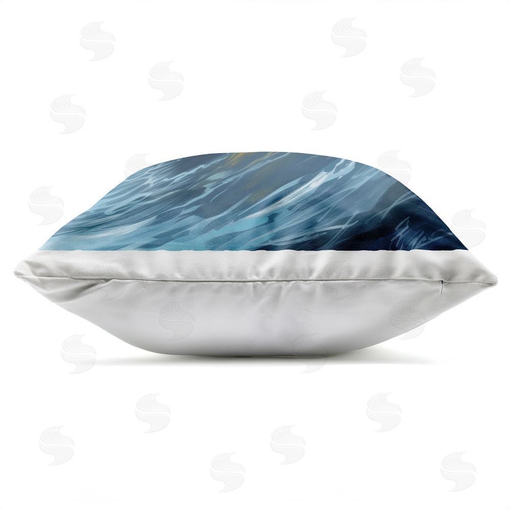 Jim Baldwin Surfing Bear on Open Waves Outdoor Quick-Dry Polyester Square Throw Pillow Zipper Detail